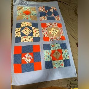 Homemade Boys Quilted Blanket 2 Sided Police, Fire Trucks Puppy’s Cat’s 55 X 33”